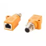 EXSYS M12 codificación A de 8 pines conector macho a conector hembra RJ45 Adaptador blindado, IP67, Gigabit, PoE EX-49500