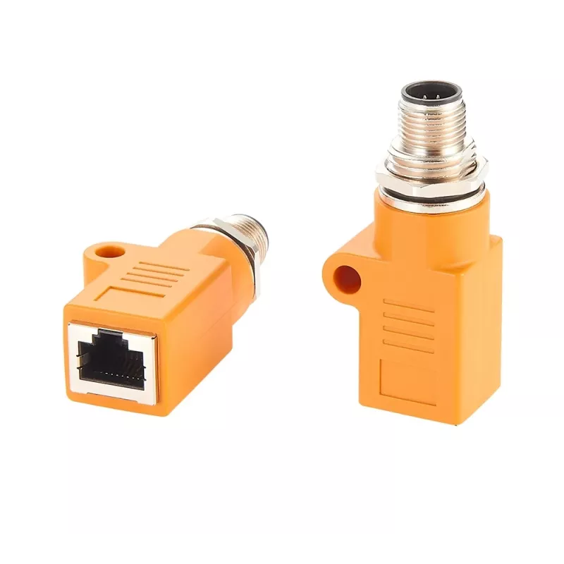 EXSYS M12 codificación A de 8 pines conector macho a conector hembra RJ45 Adaptador blindado, IP67, Gigabit, PoE EX-49500