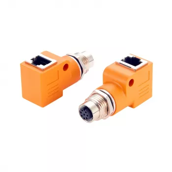 EXSYS M12 codificación A de 8 pines conector hembra a conector hembra RJ45 Adaptador 90° EX-49503