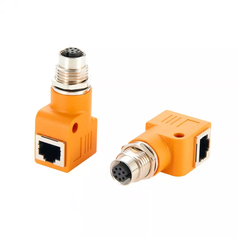 EXSYS M12 codificación A de 8 pines conector hembra a conector hembra RJ45 Adaptador 90° EX-49503