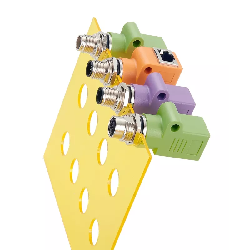 EXSYS M12 codificación A de 8 pines conector hembra a conector hembra RJ45 Adaptador 90° EX-49503