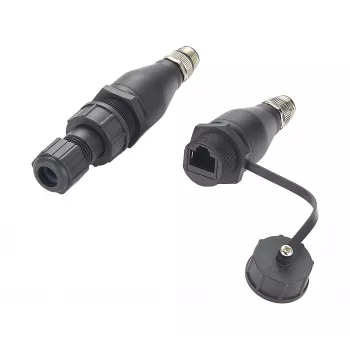 EXSYS EX-49504 M12 codificación A de 8 pines conector macho a conector hembra RJ45 Adaptador Ethernet industrial, IP67