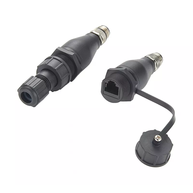 EXSYS EX-49504 M12 codificación A de 8 pines conector macho a conector hembra RJ45 Adaptador Ethernet industrial, IP67