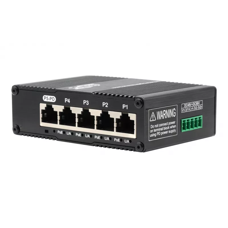 EXSYS Mini Switch Ethernet PoE Pass-Through de 5 puertos - 5x10/100/1000Tx (EX-62020POE-P)