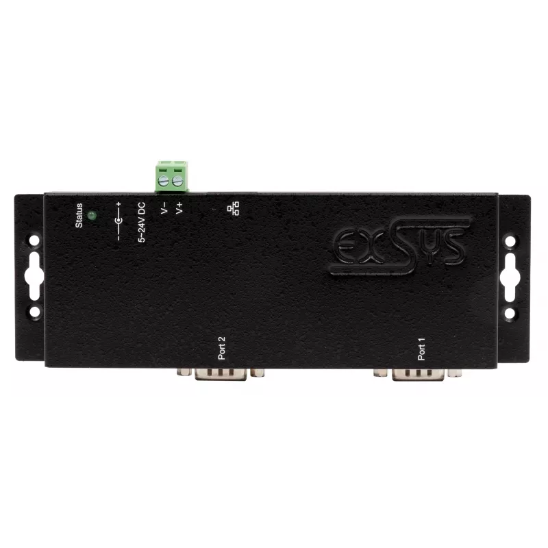 EXSYS EX-6162 Servidor serie Ethernet a 2x RS-232 con fuente de alimentación de 12V/3A