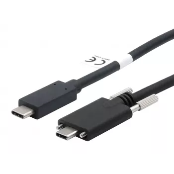 EXSYS Cable USB 3.2 Gen 2x1 C-C con tornillos moleteados, 1m, negro (EX-K1591V-1.0)