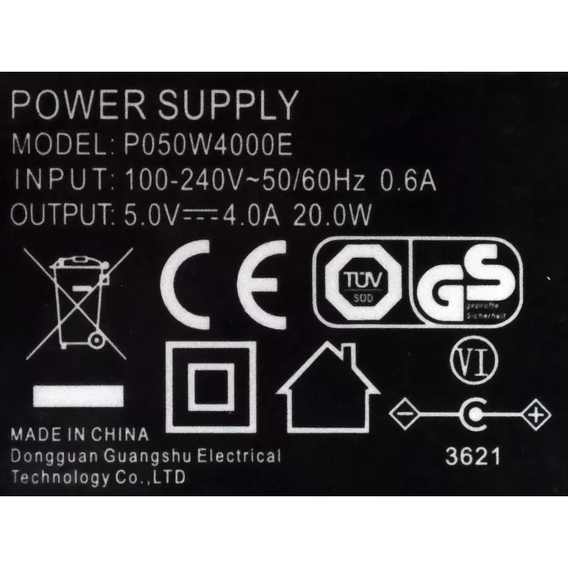 EXSYS Fuente de alimentación AC/DC 5V 4A 20W con conector DC hueco de 5,5mm (EX-6982)