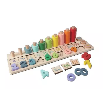 Gerardo's Toys GT61203 Juguete de madera para enhebrar animales para niños a partir de 3 años