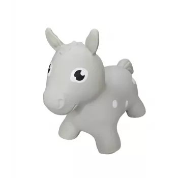 Gerardo's Toys Caballo saltarín gris Juguete para niños a partir de 12 meses, saltador inflable con bomba, soporta 50 kg, interior y exterior