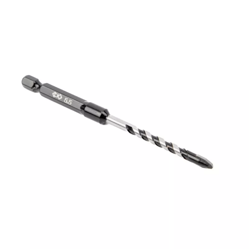 C.K Tools T3115 055 Broca para azulejos con punta de carburo 5,5 mm, vástago hexagonal de 1/4