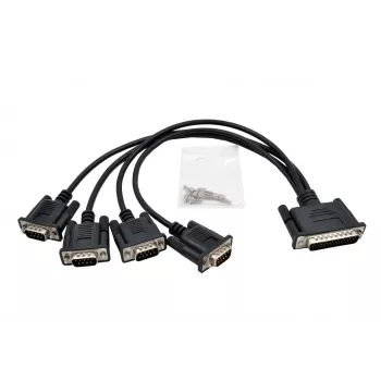 EXSYS EX-OPTC44-9-SM Cable Octopus 4 x 9 Pin Serial RS-232 Cable breakout, conector macho HD44 a 4x conector macho DB9, 0,6m, Negro