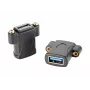 EXSYS EX-49301 Adaptador de empotrar USB 3.2 Gen 1, conector hembra USB-A a conector hembra USB-A, 5Gbps, Negro