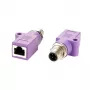 EXSYS EX-49520 Adaptador Ethernet industrial blindado M12 D-Code 4-Pin conector macho a conector hembra RJ45