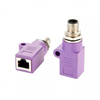 EXSYS EX-49520 Adaptador Ethernet industrial blindado M12 D-Code 4-Pin conector macho a conector hembra RJ45