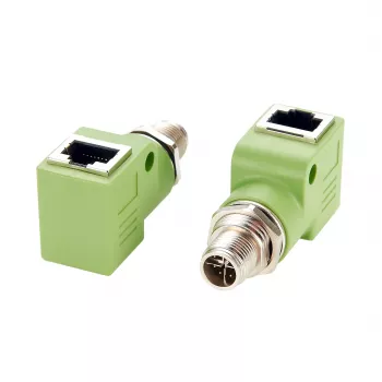 EXSYS M12 X-codificado 8 polos conector macho a conector hembra RJ45 90° Adaptador Ethernet industrial, 10Gbps, IP67, blindado EX-49542
