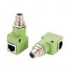 EXSYS M12 X-codificado 8 polos conector macho a conector hembra RJ45 90° Adaptador Ethernet industrial, 10Gbps, IP67, blindado EX-49542