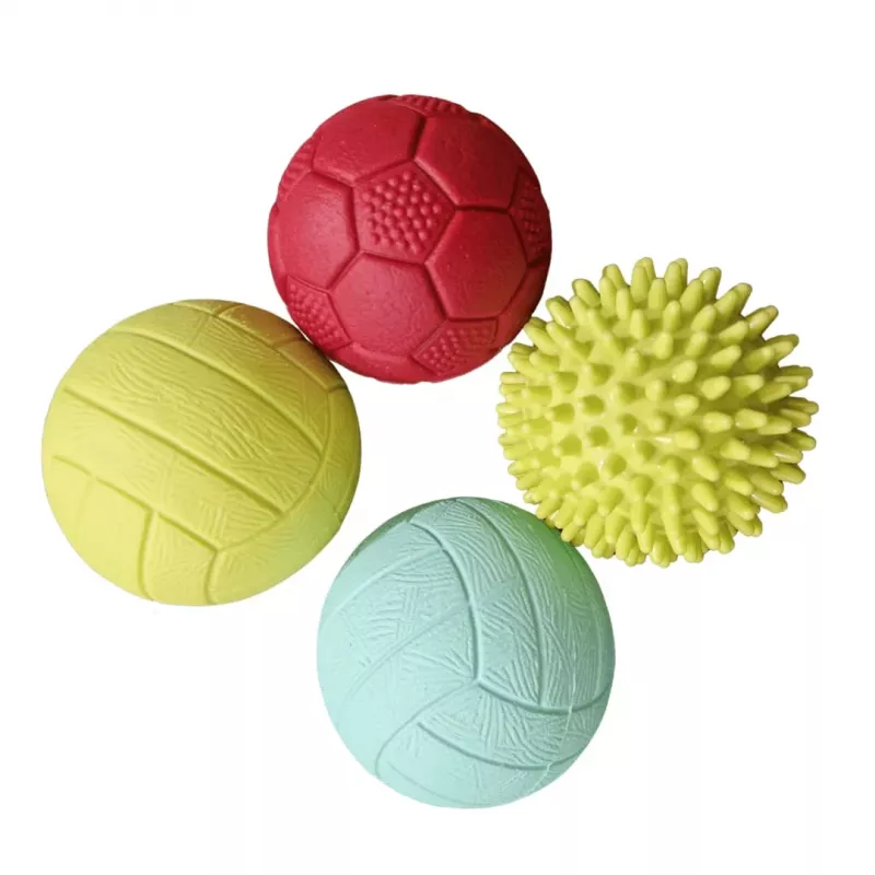 Gerardo's Toys GT7710 Set de pelotas de masaje y sensoriales para bebé, 4 uds., texturas y colores variados, a partir de 6 meses