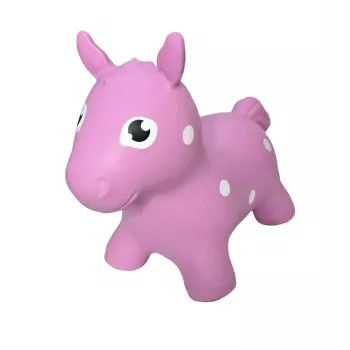 Gerardo's Toys Caballo saltarín rosa – Juguete saltarín para niños, PVC duradero, soporta 50 kg, altura de silla 28 cm, certificado CE y EN71
