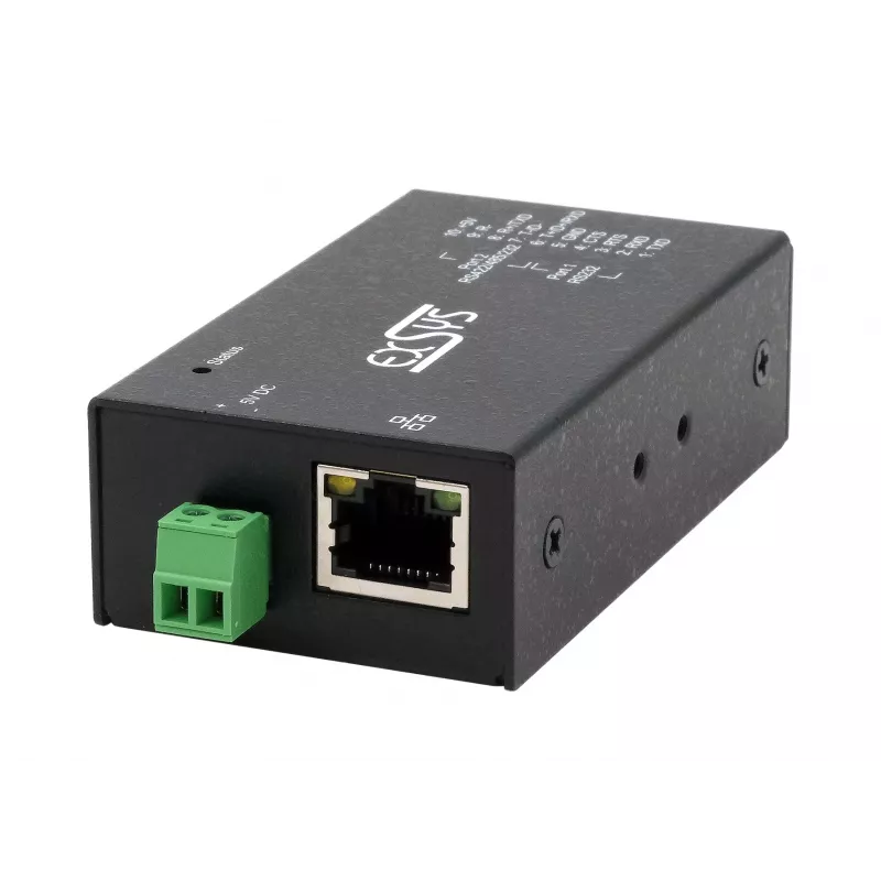 Servidor de dispositivos serie EXSYS EX-6131-2POE PoE a RS-232 y RS-422/485 con kit de montaje en carril DIN y pared