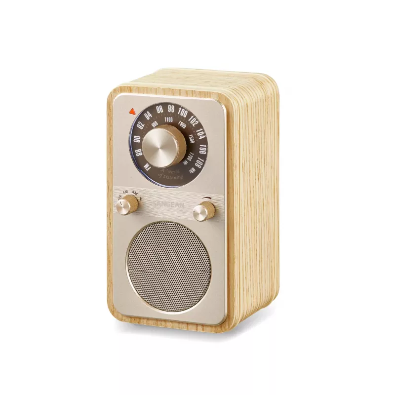 Radio portátil Sangean WR-9 FM/AM con Bluetooth, carcasa de madera de fresno auténtica en blanco