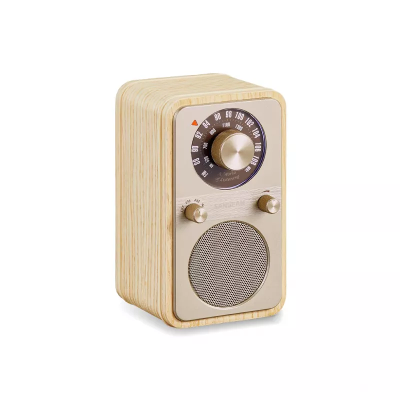 Radio portátil Sangean WR-9 FM/AM con Bluetooth, carcasa de madera de fresno auténtica en blanco