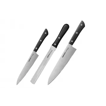 Set de 3 cuchillos de cocina SAMURA Harakiri, mango negro