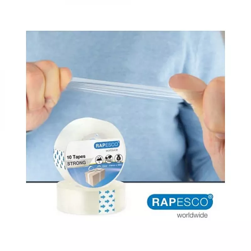 Cinta adhesiva transparente Rapesco 1807 19 mm x 33 m, 10 rollos