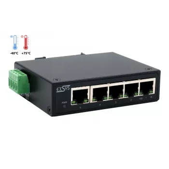 Switch Ethernet industrial EXSYS de 5 puertos, 10/100 Mbps, carril DIN, -40° a +75°C EX-6200-T