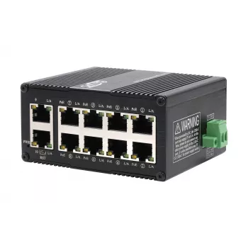 Switch Gigabit PoE+ industrial mini EXSYS de 10 puertos, gestionado por web (EX-62036MPOE)