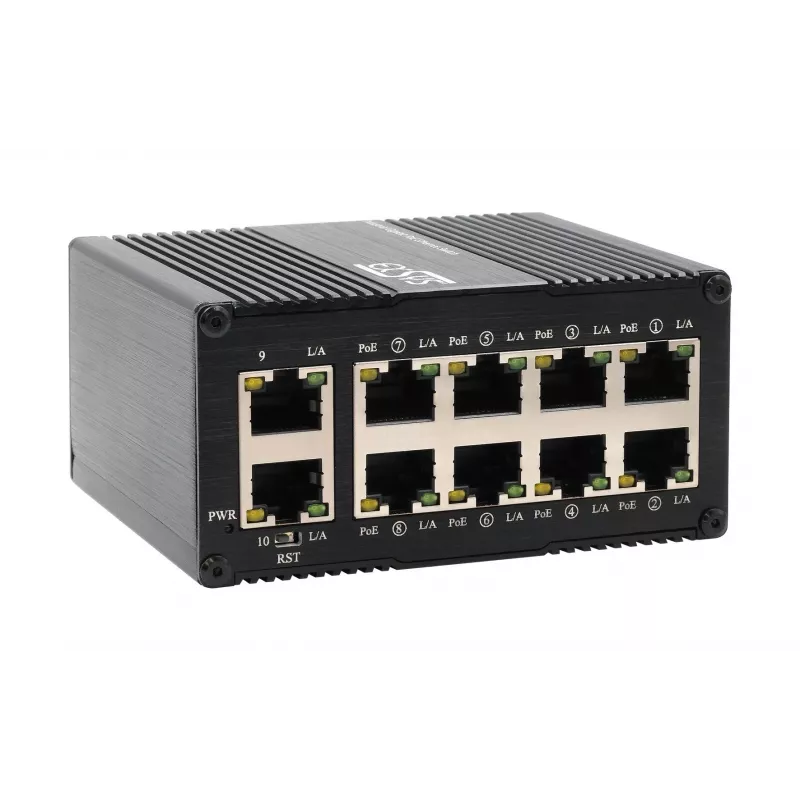 Switch Gigabit PoE+ industrial mini EXSYS de 10 puertos, gestionado por web (EX-62036MPOE)