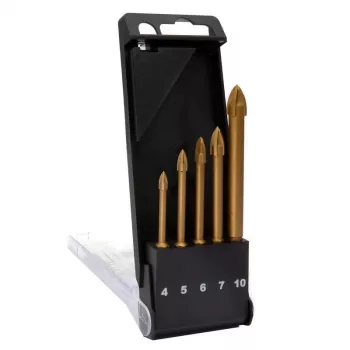 Set de brocas para vidrio C.K Tools T3059, 5 piezas (4-10 mm), punta de carburo de tungsteno, para vidrio, azulejos, cerámica, porcelana, espejos