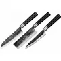 Set de 3 cuchillos de cocina SAMURA SP5-0220, hojas de acero inoxidable AUS-8, mangos de ABS negros, cuchillo pelador, multiusos y de cocina