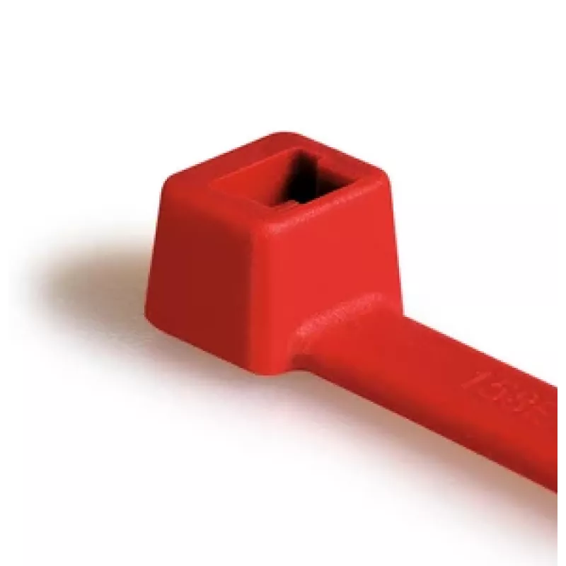 Brida roja con dentado interior HellermannTyton T30R-PA66-RD, 150 mm x 3,5 mm, PA66, 100 unidades 111-03004