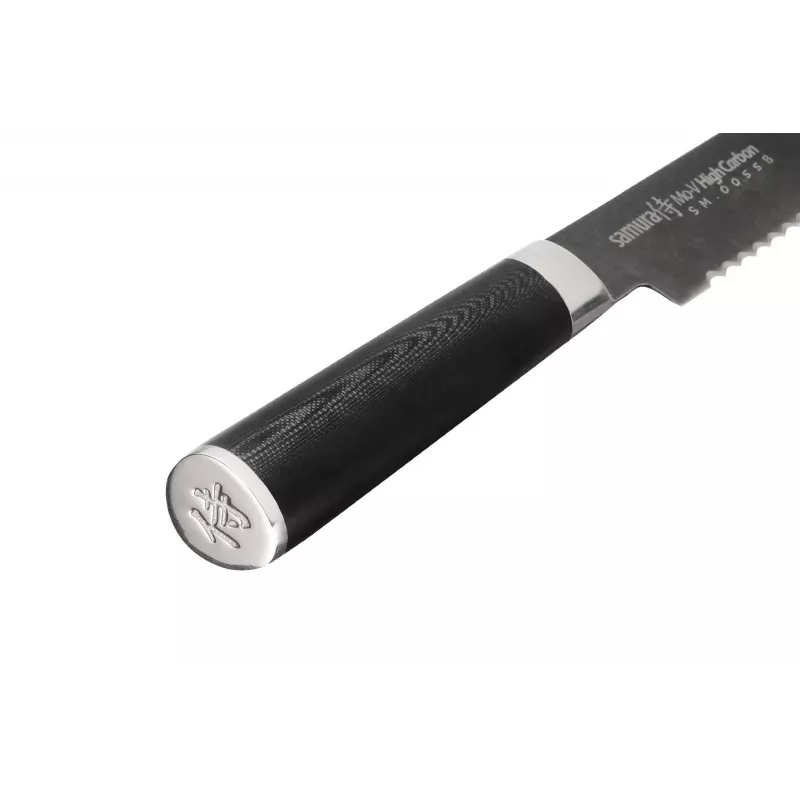 Cuchillo de pan SAMURA Harakiri 230 mm Stonewash acero AUS-8 borde dentado mango de ABS negro