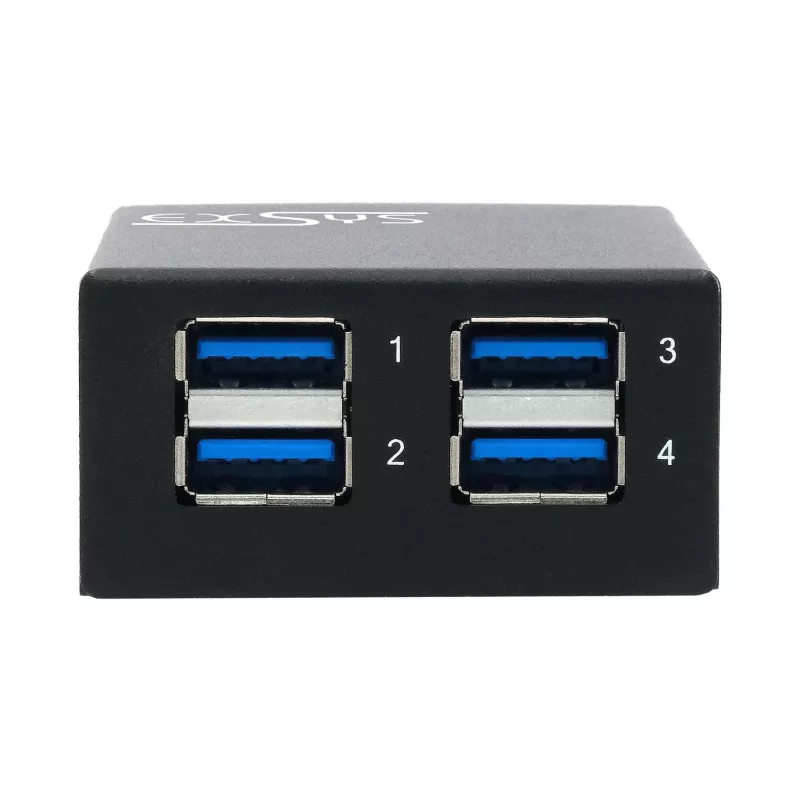 EXSYS USB 3.2 Gen1 hub metálico de 4 puertos con protección ESD de 15KV (EX-11240HMS)