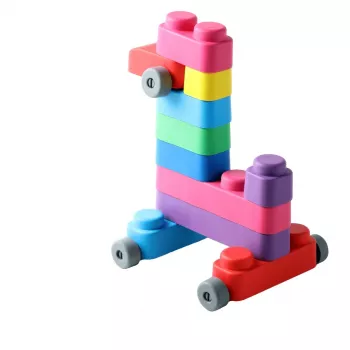 Gerardo's Toys bloques blandos con ruedas, 33 piezas (25 bloques + 8 ruedas)