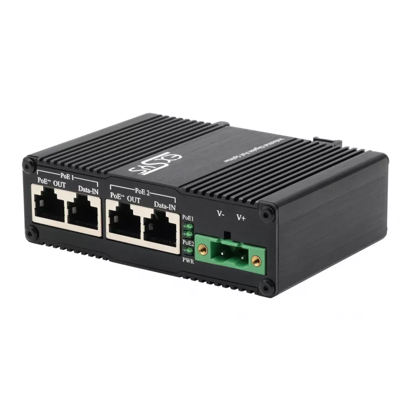 EXSYS inyector PoE++ de 2 puertos 10 Gigabit 90W, -40°C a +80°C (EX-60350)