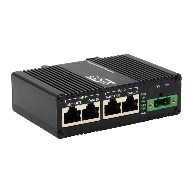 EXSYS inyector PoE++ de 2 puertos 10 Gigabit 90W, -40°C a +80°C (EX-60350)