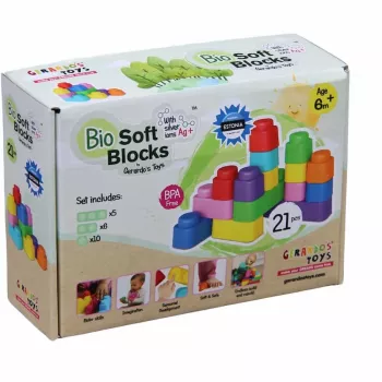 Gerardo's Toys GT3104 set de bloques blandos, 21 piezas, espuma EVA, multicolor, para niños a partir de 6 meses