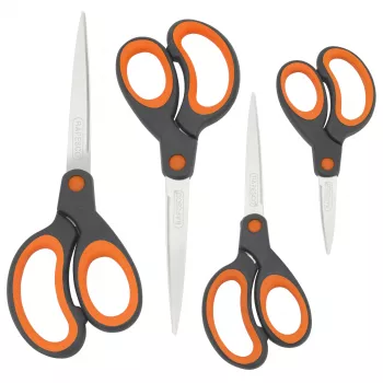 Rapesco Soft Grip set de tijeras, 4 piezas, hojas de acero inoxidable, varios tamaños 1577