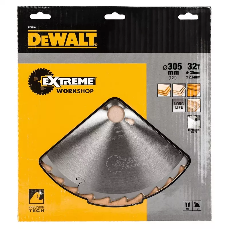 DEWALT DT4210-QZ hoja de sierra circular Extreme Runtime 165 mm x 20 mm de perforación, 24Z TCT, corte de madera