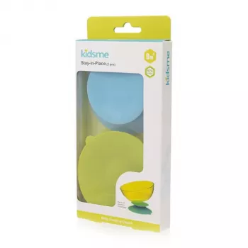 KIDSME base antideslizante de succión Stay-in-Place para sujetar cuencos, biberones y vasos, pack de 2, Sky & Lime