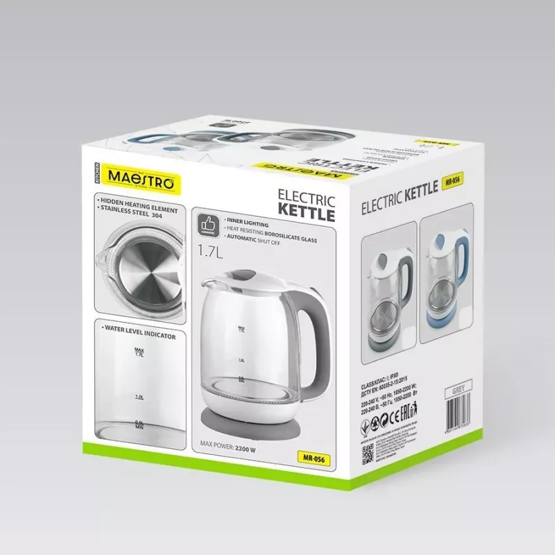 Maestro MR-056 hervidor de agua gris 1,7 L 2200 W