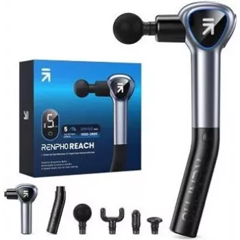 Renpho Reach Mini pistola de masaje R-C007 gris - masajeador de percusión con mango extensible