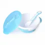 Kidsme set de alimentación para bebé con cuenco de succión, tapa y cuchara térmica, aguamarina, 9+ meses
