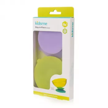 KIDSME base antideslizante Stay-in-Place para cuencos, biberones y vasos, pack de 2, lima y lavanda
