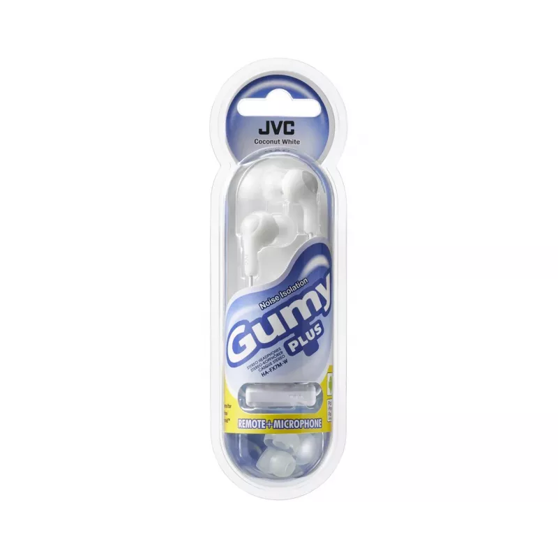 JVC Gumy Plus auriculares in-ear con micrófono, blanco
