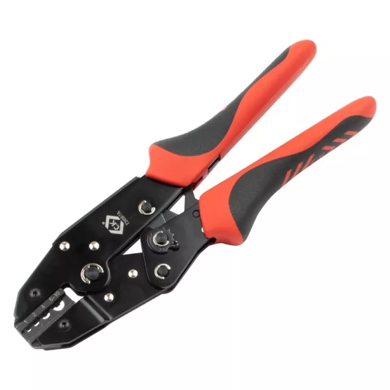 C.K Tools T3697A Alicates de crimpar de trinquete para terminales sin aislar 1-10 mm²
