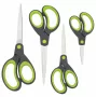 Rapesco set de tijeras Soft Grip, 4 piezas, hojas de acero inoxidable, mangos ergonómicos, 21cm/17cm/13cm/9cm, negro/gris 1576