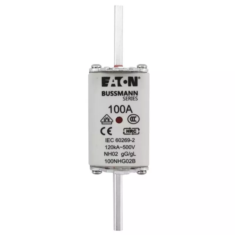 Eaton 100NHG02B fusible NH D02 100 A 500 V gG con indicador mecánico, pack de 3